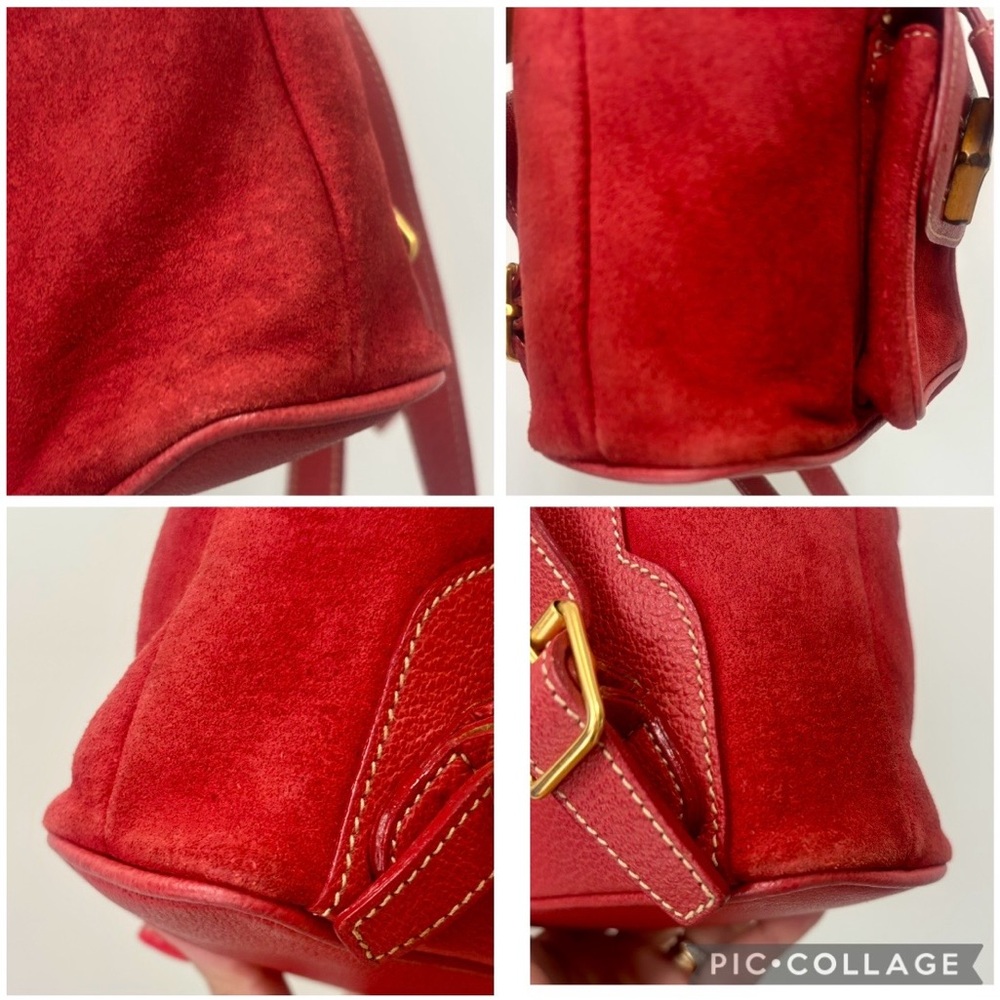 GUCCI BAMBOO (MINI) BACKPACK RED SUEDE LEATHER. 
NEWLY CLEANED AND CONDITIONED - Picture 16 of 16
